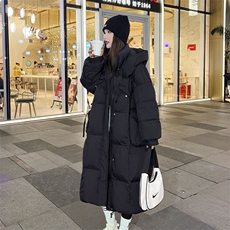 时尚潮流韩版宽松显瘦中长款连帽羽绒服女冬季新款外套，女装羽绒服，曼琳思菲