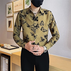 男士秋季新款个性痞帅印花长袖衬衫男休闲衬衣301A-1/H501/P58，男装衬衫，星座301A-1