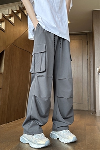 YK126 特P32 控65 品质保障 秋装冰丝垂坠感工装大口袋情侣休闲裤图片