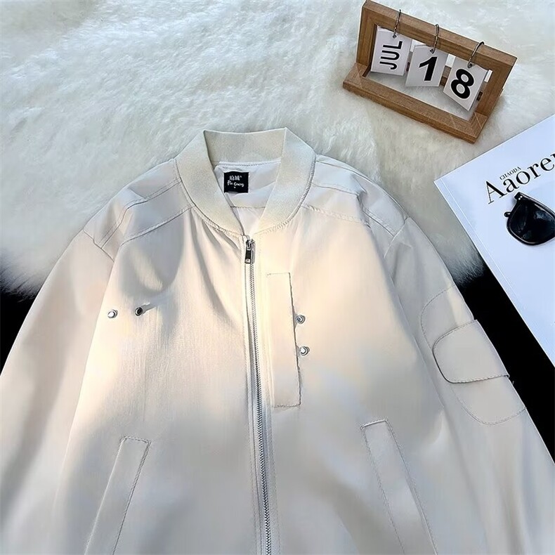 美式潮牌机车服夹克男女秋冬情侣款宽松高级感百搭休闲棒球服外套,男装夹克,星座410-7