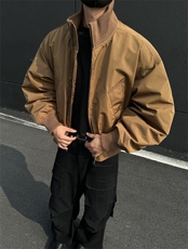 现货26春装美拉德立领飞行夹克纯色复古廓形高街棒球服外套，男装夹克，电商A486-1