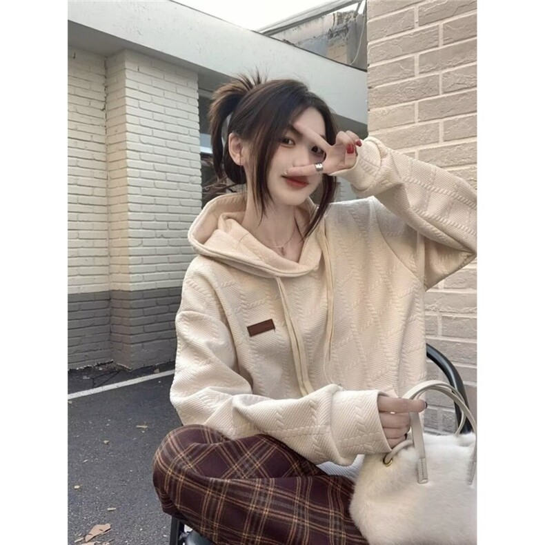 660-P35连帽卫衣女秋冬季韩版宽松设计感小众,男装卫衣,电商B323A
