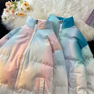 渐变色美式羽绒棉棉衣男士秋冬季新款保暖棉服情侣外套MY19/P95图片