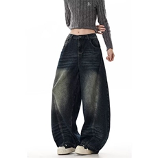 XZ-221-5/K1600/P50美式复古做旧水洗直筒阔腿拖地牛仔裤，男装牛仔裤，星座221-5