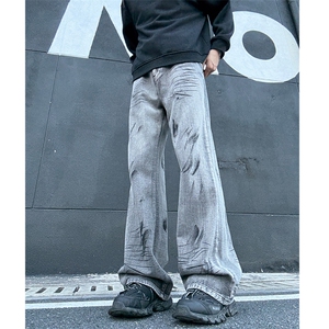 美式设计感牛仔裤男2026新款春季废土风宽松阔腿裤25XK67266特P30图片
