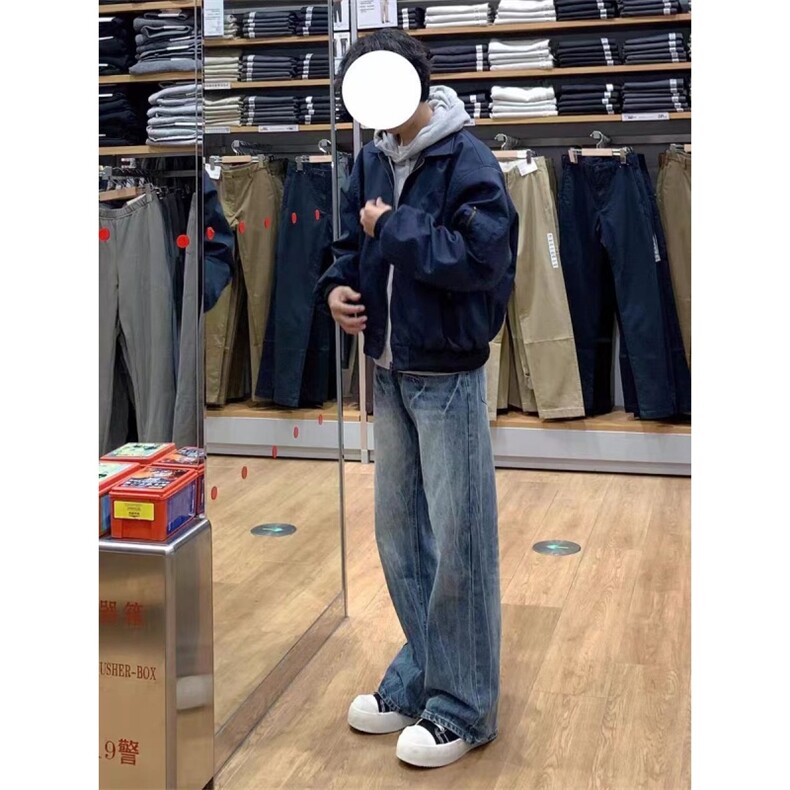 美式高街复古老钱风薄款夹克冲锋衣男女纯色休闲宽松boxy飞行外套,男装夹克,电商A443