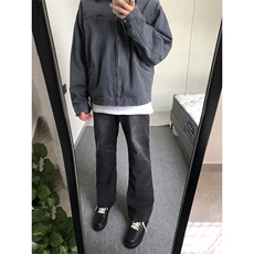 B221美式ins高街暗黑光版修身微喇牛仔裤LK23137-P55控78，男装牛仔裤，电商B221