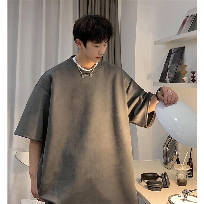 1港风模麂皮绒大码M-5XL短TDT8766P23DK8767P32套装TZ8757P55，男装休闲套装，星座226-2