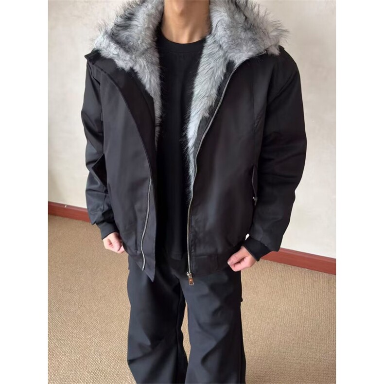 羊羔绒毛棉袄男士冬季2025新款加厚加绒连帽棉衣冬装情侣棉服外套,男装棉衣,四季星座505