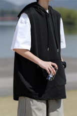 M-8XL特大码冰丝速干连帽背心男篮球运动无袖健身服坎肩TDX315P35，男装T恤，电商D206-1