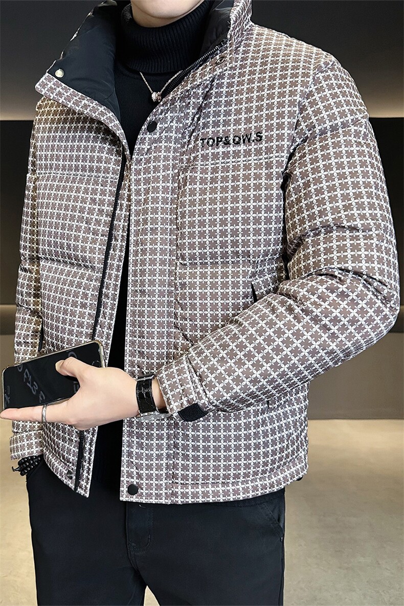 标50绒店主风2025新款男士格子立领羽绒服2503-P195(控券后288),男装羽绒服,电商B328