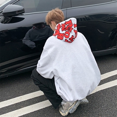 美式连帽卫衣男女2024春季新款设计感小众字母刺绣宽松上衣，男装卫衣，星座410-7