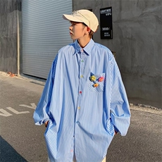 长袖衬衫男港风日系韩版潮流帅气高质量彩色扣子衬衣C2028P40，男装衬衫，星座1116-2