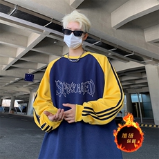 抖音得物供货提供视频秋冬重磅美式宽松织带圆领卫衣07162，男装卫衣，电商A486