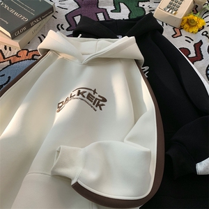 秋季新款连帽卫衣男宽松休闲拼色刺绣外套中性衣服W122-P65控98