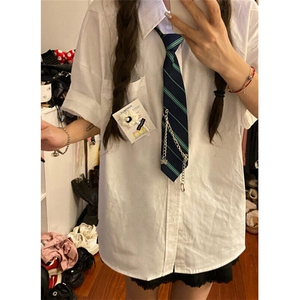 日系学院风潮牌宽松短袖2025衬衫男女夏威夷沙滩短袖衬衣 CH80图片