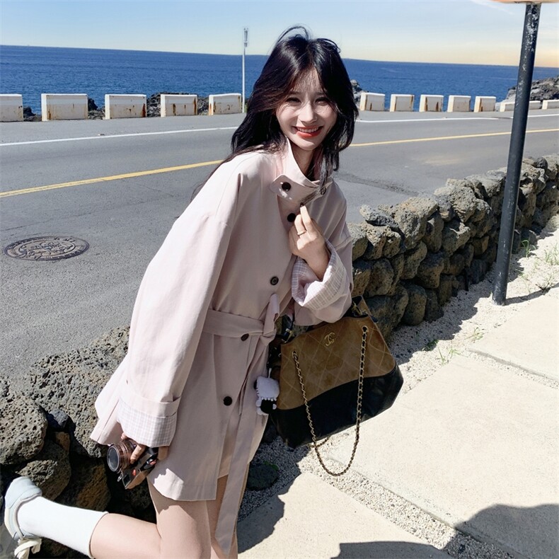 【新款】大货已出甜美气质粉色风衣外套2C131-685-P165K238,女装短外套,2C131