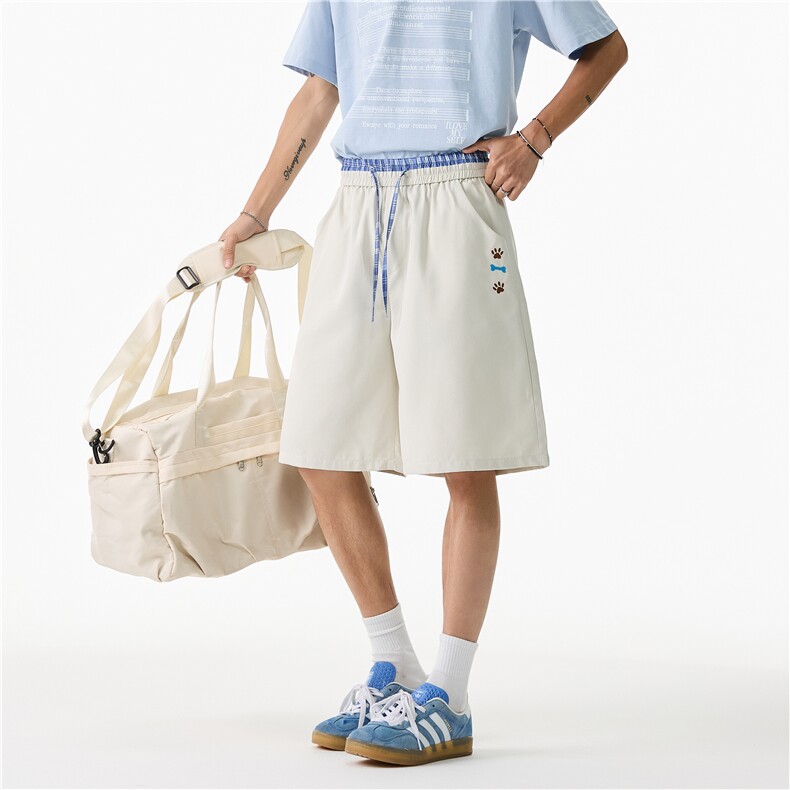 2025夏季新款舒适腊肠狗刺绣宽松休闲短裤B315-K25786-特p25控48,男装牛仔裤,电商B315