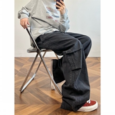 美式高街小众休闲裤男个性工装百搭设计感长裤子E9012/P5078，男装牛仔裤，电商D202