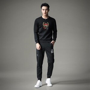 男圆领卫衣刺绣工艺个性潮时尚秋冬男 标准码 货号6057-1图片