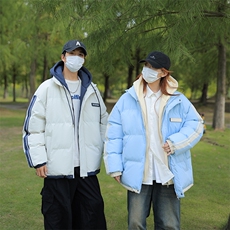 棉衣男冬新款男士青年保暖棉服情侣款假两件加厚连帽外套M082-P65，男装棉衣，星座1403A