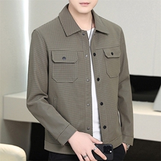 主推皮衣千鸟格夹克精品外套PU夹克XZ613B-5925-P90，男装皮衣，星座613B