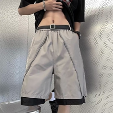 假两件短裤拉链男款夏季小众设计感潮牌宽松休闲五分裤DK0118-P37，男装休闲裤，星座308B-2