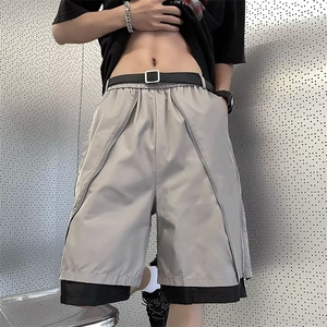 假两件短裤拉链男款夏季小众设计感潮牌宽松休闲五分裤DK0118-P37图片