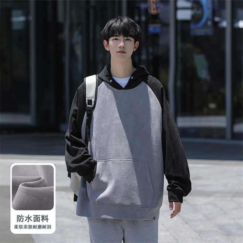 M-6XL380克秋季新款大码插色连帽套头卫衣109-W23617-P55,男装卫衣,星座109