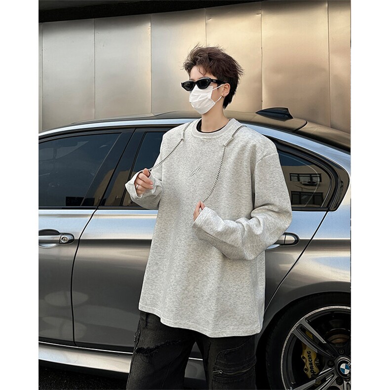 链条项链款男大时尚卫衣秋冬打底设计高街痞帅潮男打底衫长袖P55,男装卫衣,电商B319