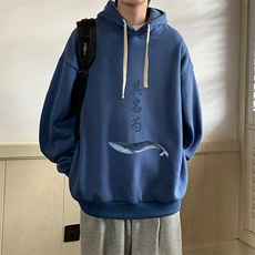 纯棉连帽卫衣男大码运动帽衫宽松薄WY2261-P35加绒款-P40，男装卫衣，电商A040