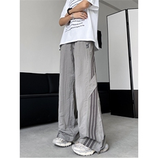 三条杠冲锋裤男美式户外机能登山裤子痞帅宽松休闲裤K0454-P42，男装休闲裤，星座308B-2