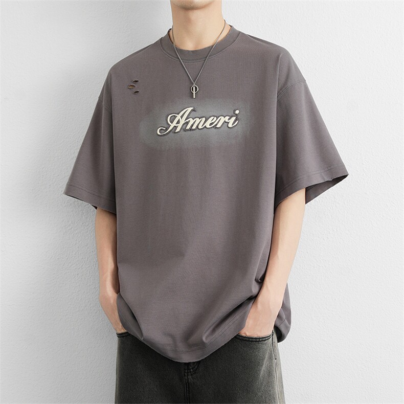 2025美潮高定印花宽松短袖T恤半袖衣服BG3009P70,男装T恤,星座914