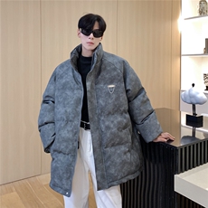 港风PU皮复古做旧金属设计棉衣男MY77102P130控198抖音控228，男装棉衣，星座227-7