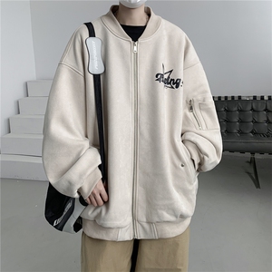 23秋款美式复古麂皮绒飞行棒球服男女夹克外套JF251-P80控108图片