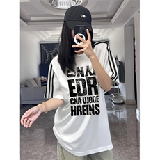 抖音得物高品质二开240克宽松纯棉美式潮牌三条杠织带短袖T恤，男装T恤，电商A486