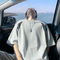 2026美式重磅冰感民族风贴布短袖T桖春夏DX2620特P28控59，男装T恤，电商B208