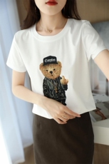 夏季时尚个性小熊站立图案棉T，女装T恤，元素羊绒