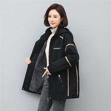 2022年冬季时尚潮流中长款休闲加绒加厚派克服，女装派克服，独衣靓