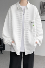 衬衫男2025春季新款港风宽松大码提花长袖衬衣CS027-P45，男装衬衫，星座214-3