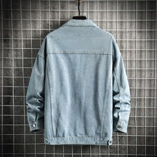 JK641-P75-现货网格牛仔夹克肥仔量足破洞印花大码,男装夹克,星座103A