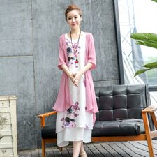 通勤圆领高腰套头七分袖中长款两件套2022年春季，女装套装/套裙，韩宇舍