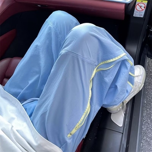 休闲裤男女韩版潮流高街帅拼色宽松2024秋季新款ins长裤K5670-P43图片