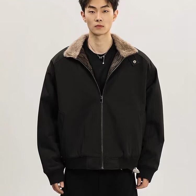 冬季美式拼蛇皮纹PU皮棉衣ing短款保暖夹克座山雕棉服男女款,男装夹克,星座218-8