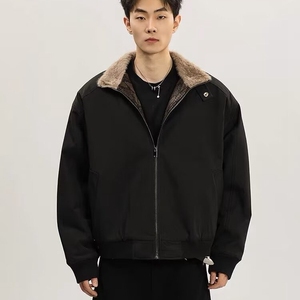 冬季美式拼蛇皮纹PU皮棉衣ing短款保暖夹克座山雕棉服男女款图片