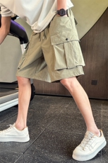 D962-P58夏季男士卡其色工装短裤男潮流宽松直筒立体口袋休闲短裤，男装牛仔裤，电商A368