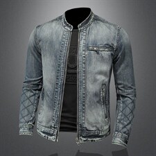 QT5027/H06339/P215品质立领牛仔外套男士有288，男装工装外套，钱塘730-1