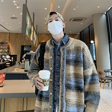 现货~圆领条纹针织衫宽松男式休闲毛衣外套M313P85，男装针织衫/毛衣，星座716A-1（原星座815）
