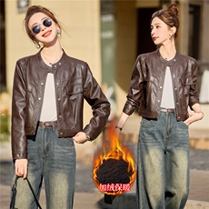 【秋冬新款】大量现货时尚加绒保暖洋气短款皮衣外套皮棉，女装皮衣，魅衣本色