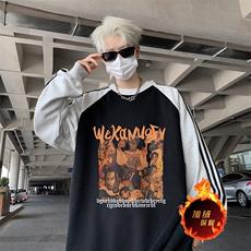 抖音得物供货提供视频秋冬重磅美式宽松织带圆领卫衣0727，男装卫衣，电商A486